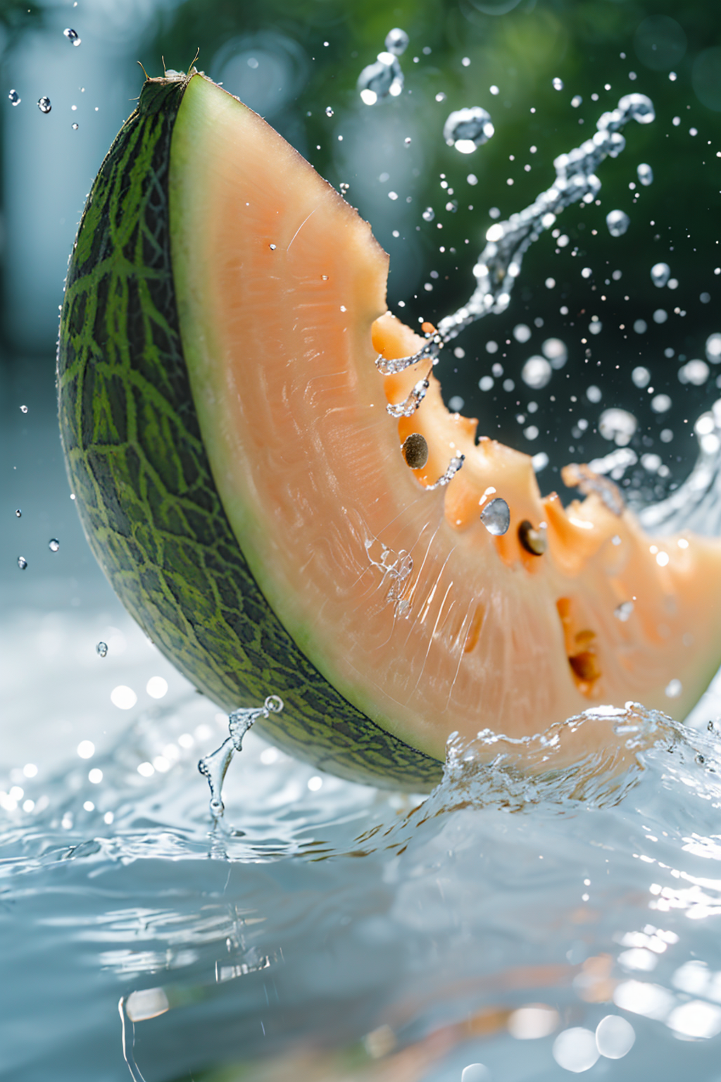 05746-3225559859-food photography, water splashing, fruit, food, white background, white theme, no humans, food focus, dynamic motion, hami melon.png